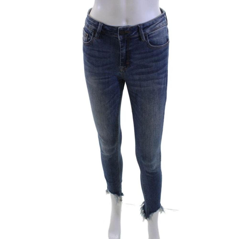 Hidden Women Ankle Skinny Jeans Dark Blue Button High Rise Size 25